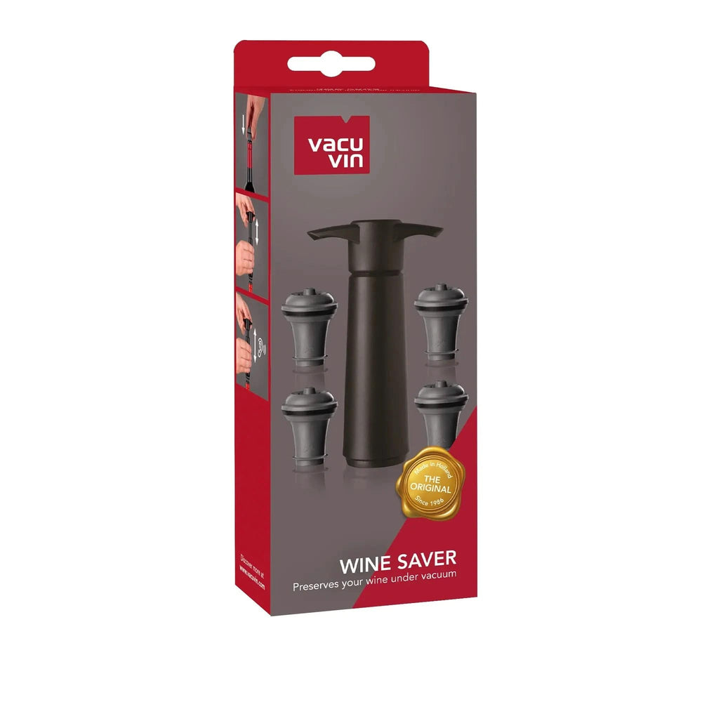 Vacuvin Wine Saver Black (1 Bomba, 4 tapones)