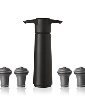 Vacuvin Wine Saver Black (1 Bomba, 4 tapones)