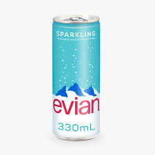 Lata de Agua Natural Mineral Evian Can Sparkling 330 ml
