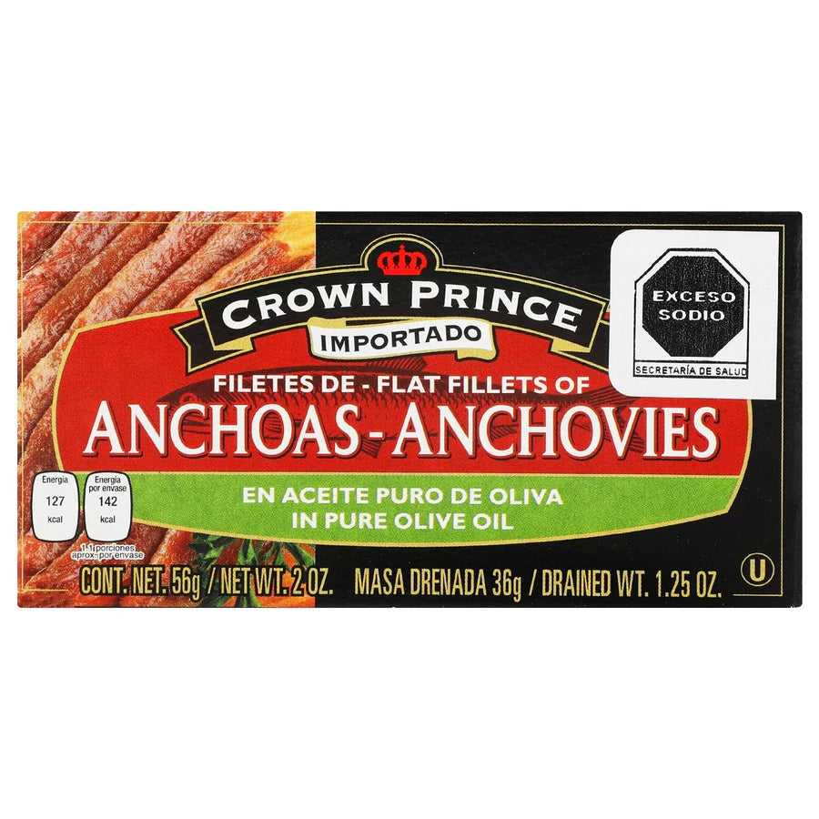 Crown Prince Filete de Anchoas en Aceite Puro de Oliva 56 gr