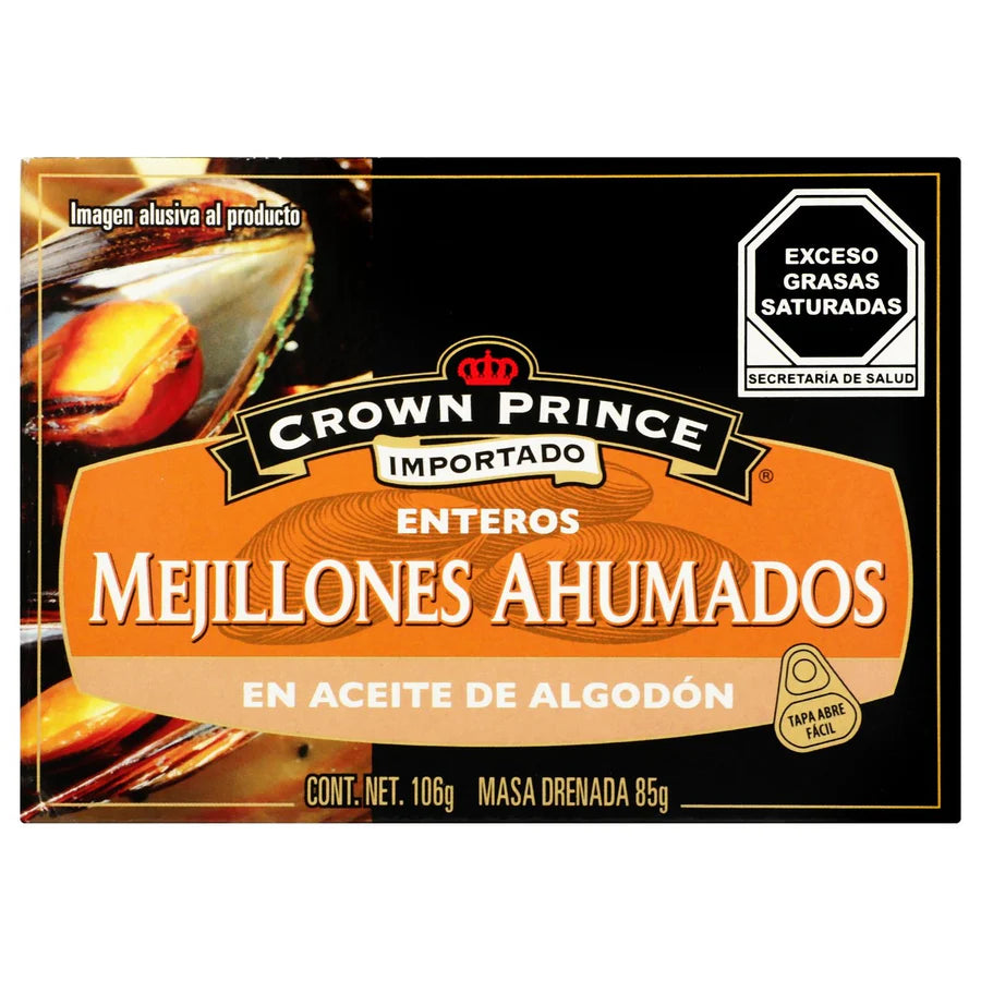 Crown Prince Mejillones Ahumados Aceite de algodón 106 gr