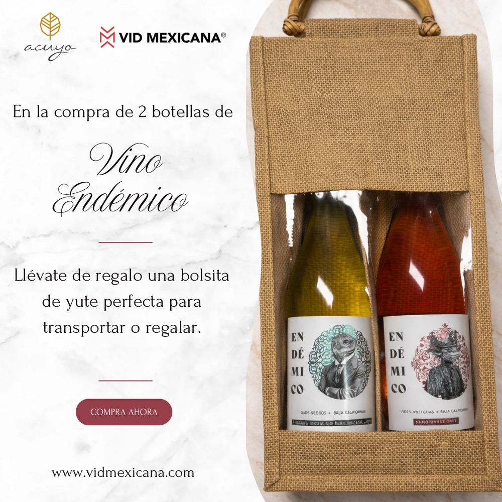 Vino Endémico Blanco y Rosado con bolsa de regalo