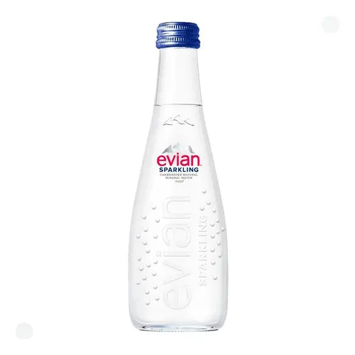 Botella de Agua Natural Mineral Evian Glass Sparkling 330 ml