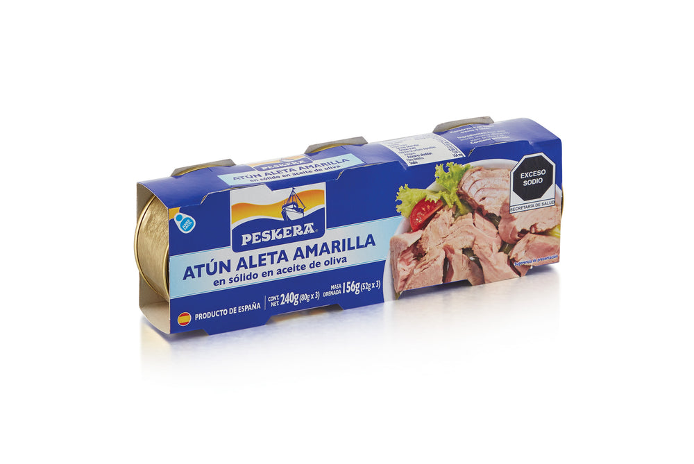 Peskera Atún Claro Aleta Amarilla en Aceite de Oliva Tripack 3x80g