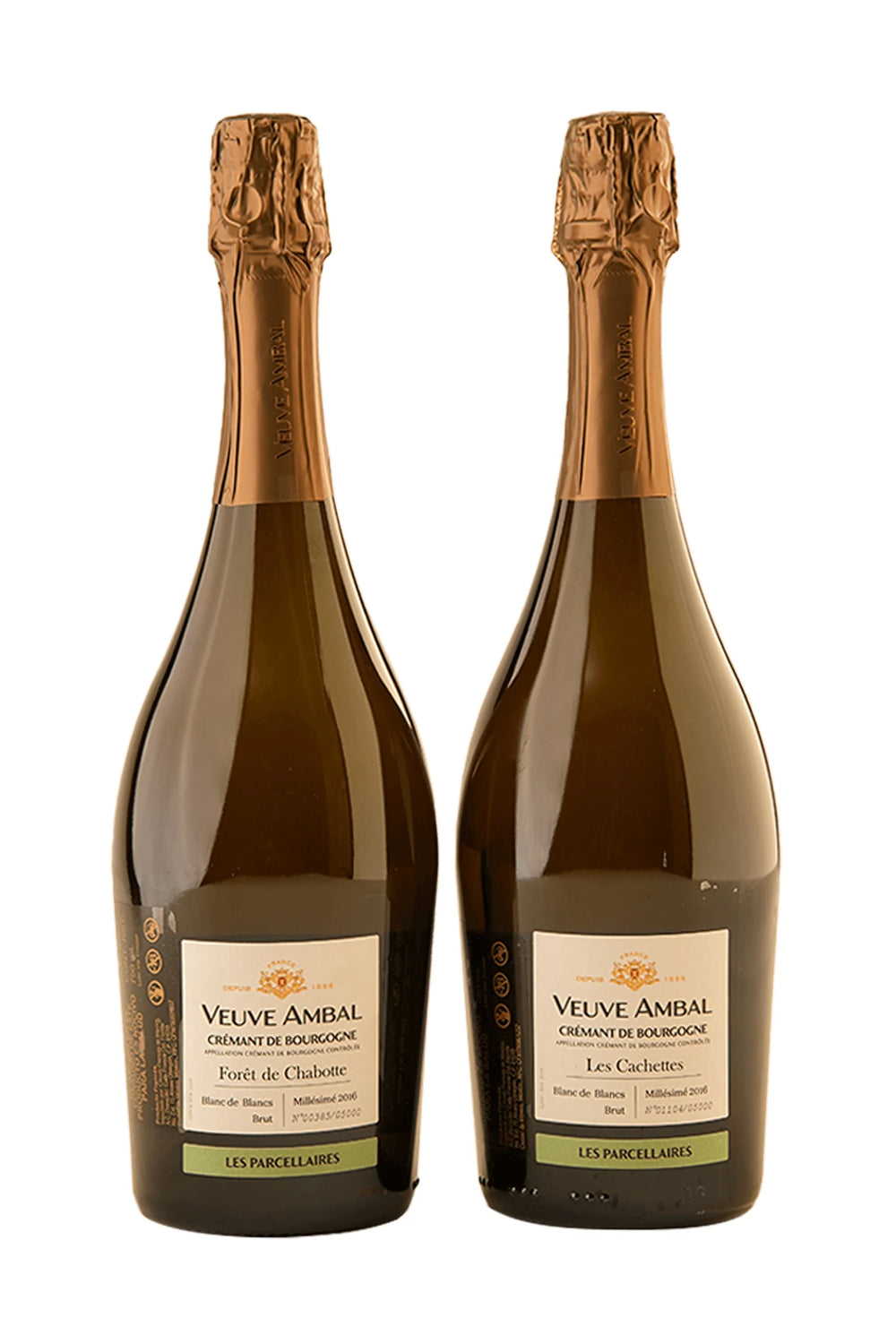 Coffret Parcellaire Crémant de Bourgogne Les Cachettes Brut, Crémant de Bourgogne Forêt de Chabotte Brut (Veuve Ambal)
