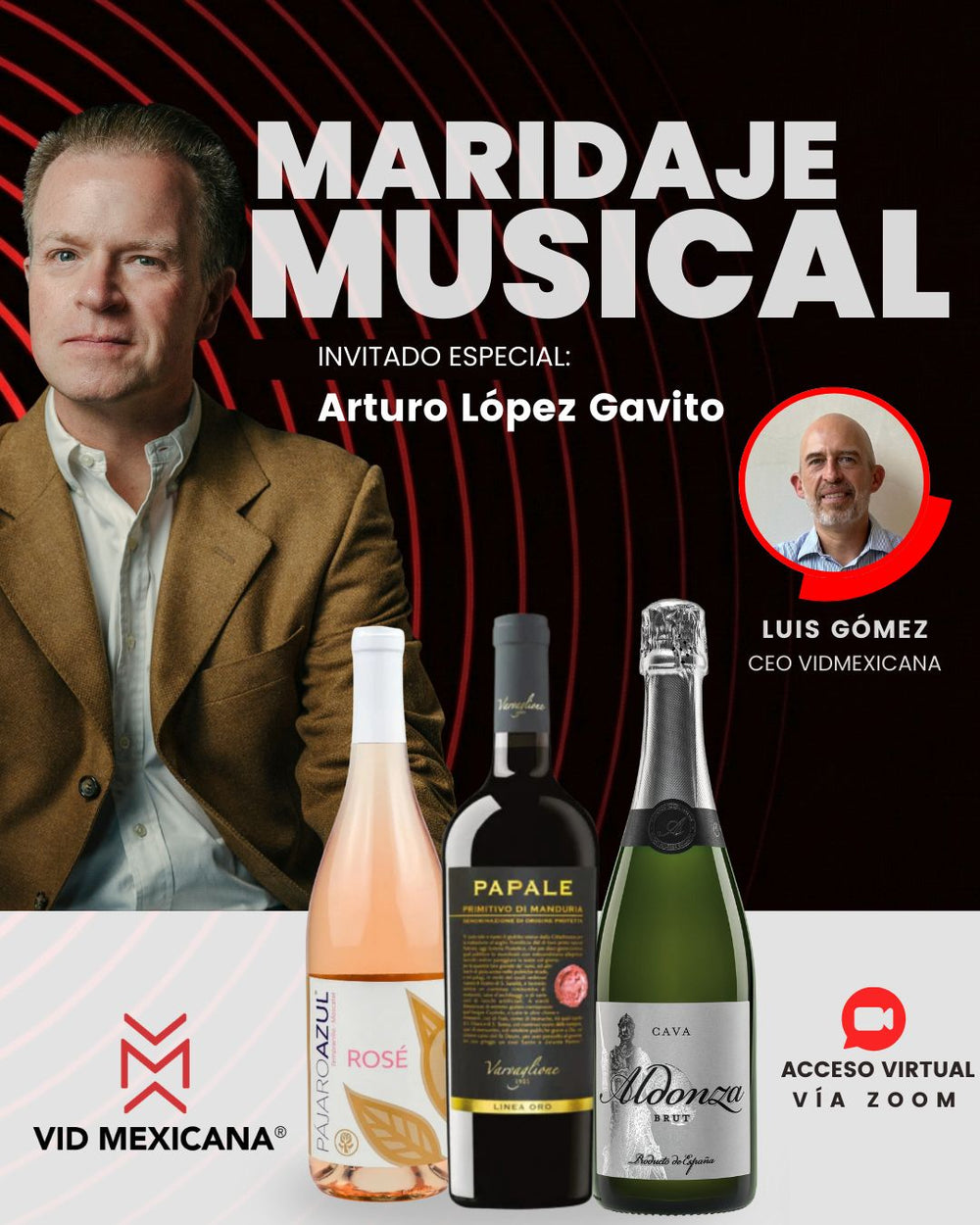 12 Marzo. Cata Virtual Maridaje-Musical con Arturo Lopez Gavito