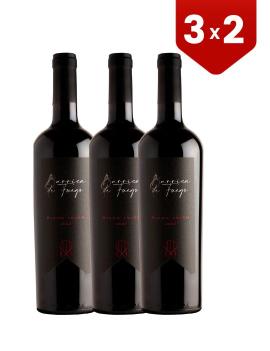 3x2 Vino Tinto Barrica de Fuego Blend Joven 750 ml
