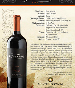 Vino Tinto Montes Toscanini Gran Tannat 750 ml