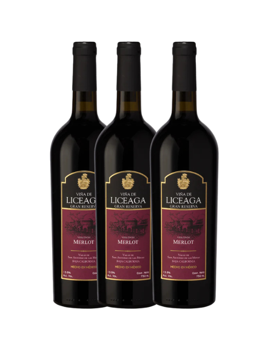 3 Pack Viña de Liceaga Merlot Gran Reserva 2019 750 ml