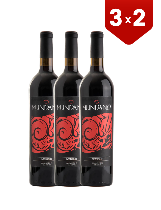 3x2 Vino Tinto Mundano Nebbiolo 750 ml