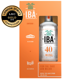 Estuche Mezcal Joven Artesanal IBÁ 40 Agave Espadín 750ml 100% Orgánico con Sales